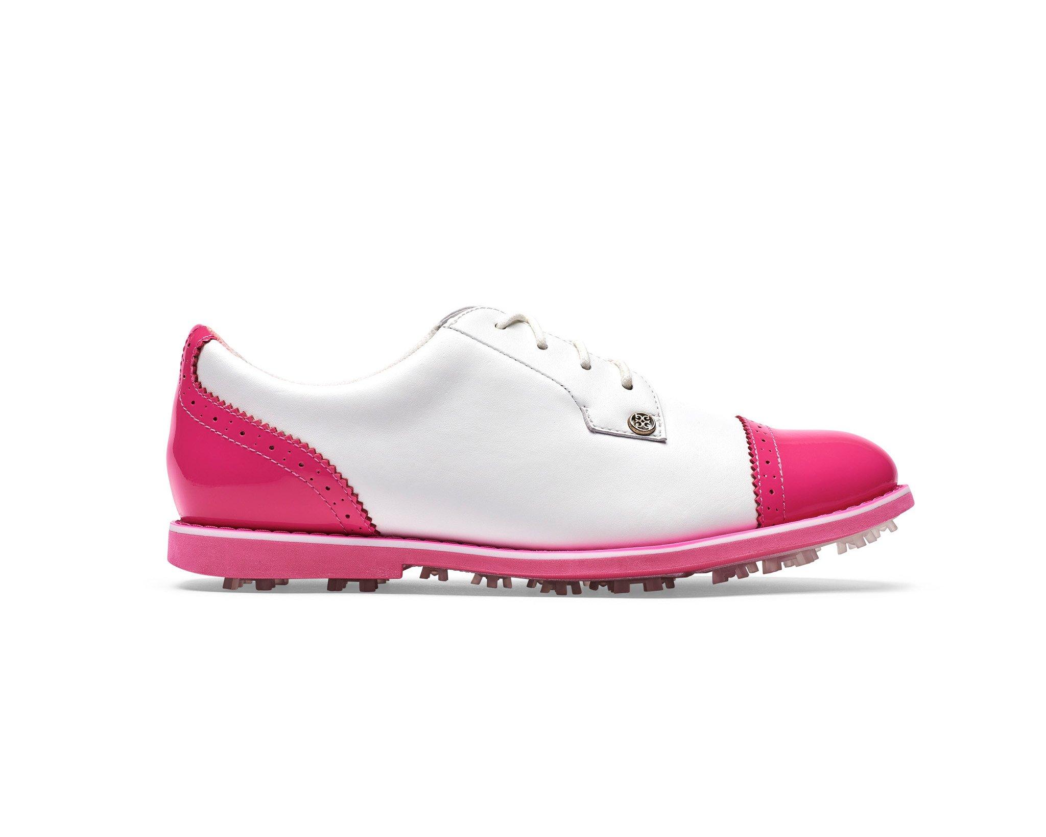 Women's Limited Edition Cap Toe Gallivanter Spikeless Golf Shoe -  White/Pink | G/FORE | Golf Shoes | Women's | Golf Town Limited